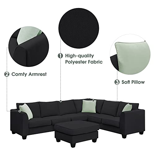 Merax Large U-Shape Sectional Sofa Set with Ottoman