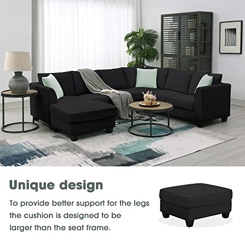 Merax Large U-Shape Sectional Sofa Set with Ottoman