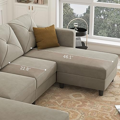 HONBAY U-Shaped Convertible Sofa with Ottomans