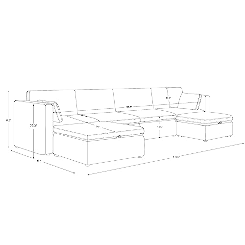Spacious Modular U-Shaped Sofa Set in Moss Green