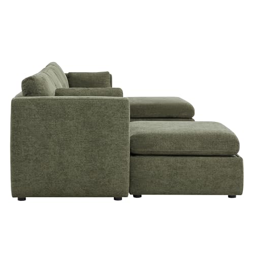 Spacious Modular U-Shaped Sofa Set in Moss Green