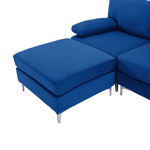 Modern Navy Velvet U-Shaped Modular Sofa Couch