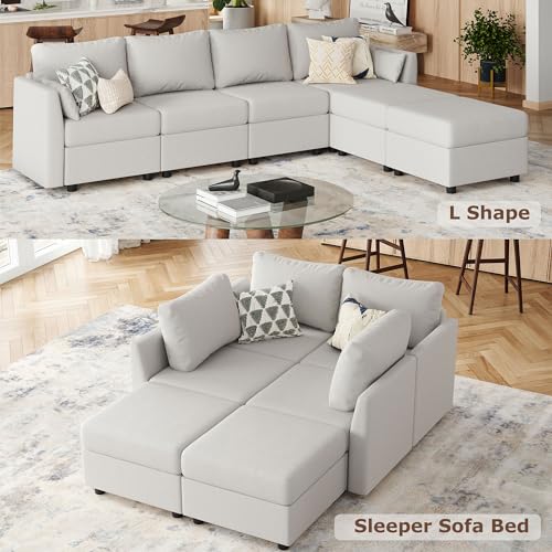 Light Grey Modular U-Shaped Sectional Sofa with Storage