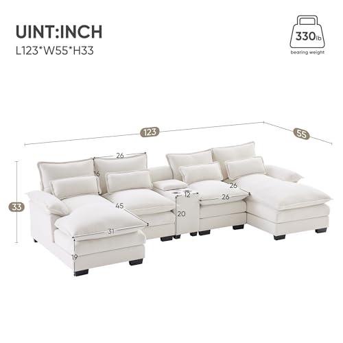 Modern U-Shaped 4-Seat Modular Sectional Sofa