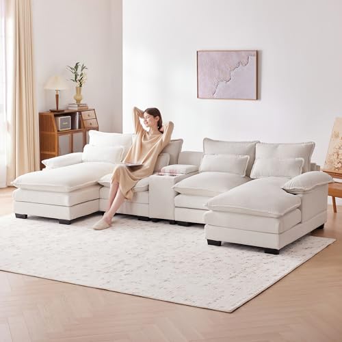Modern U-Shaped 4-Seat Modular Sectional Sofa