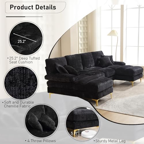 KIVENJAJA U-Shaped Modern Chenille Sectional Sofa