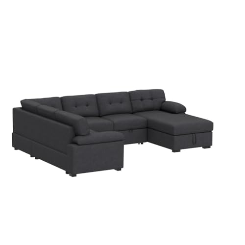 Cozy Dark Grey Modular Sleeper Sectional Sofa
