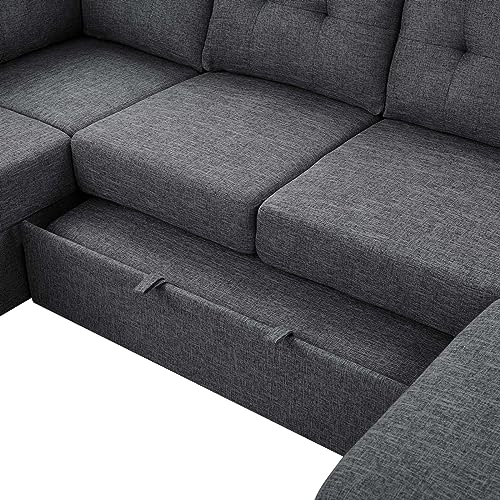 Cozy Dark Grey Modular Sleeper Sectional Sofa