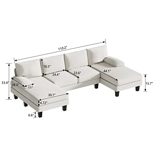 JUMMICO U-Shaped Convertible Sofa with Pillows
