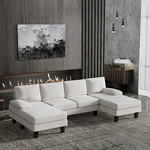 JUMMICO U-Shaped Convertible Sofa with Pillows