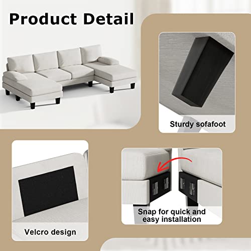 JUMMICO U-Shaped Convertible Sofa with Pillows
