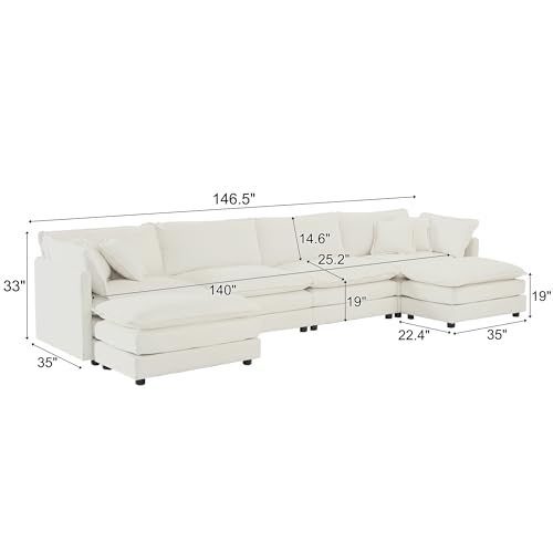 Beige Oversized Modular U-Shaped Sectional Sofa