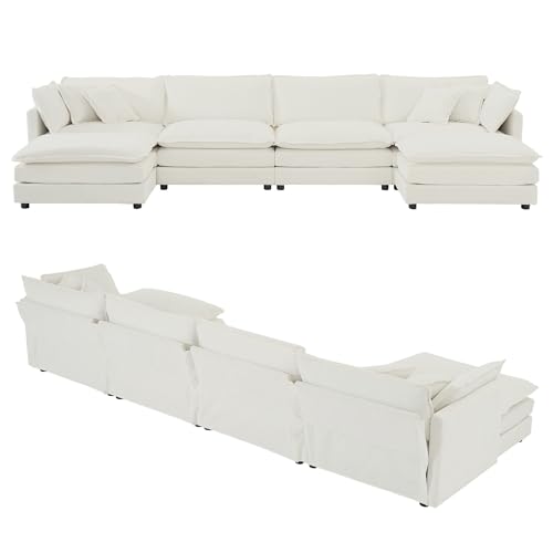 Beige Oversized Modular U-Shaped Sectional Sofa