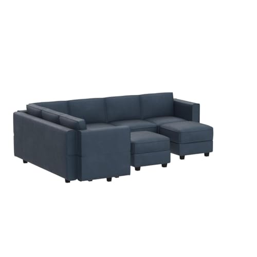 Oversized Blue Velvet Modular Sectional Sofa Set