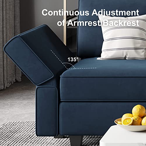 Oversized Blue Velvet Modular Sectional Sofa Set