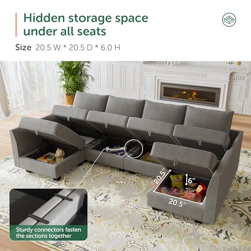 Oversized Reversible U-Shaped Sectional Sofa in Grey