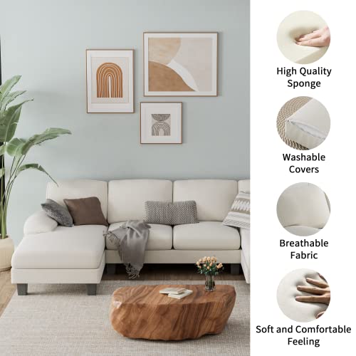 Modern U-Shaped 4-Seat Convertible Sofa Couch