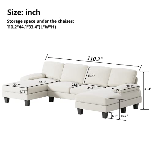 Modern U-Shaped 4-Seat Convertible Sofa Couch
