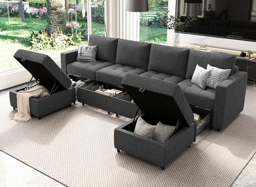 Modular U-Shaped Sectional Sofa with Storage Ottoman