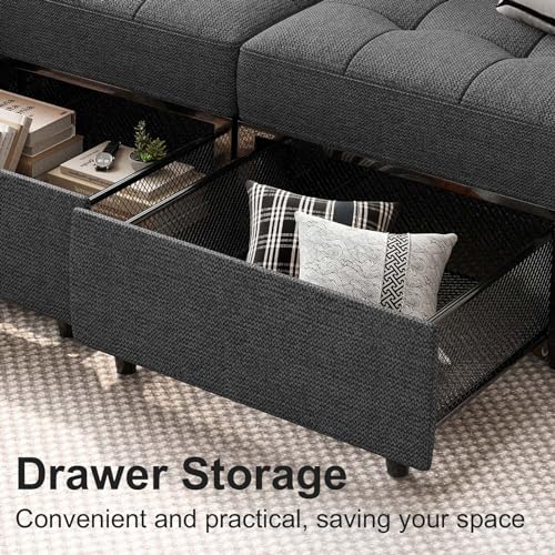 Modular U-Shaped Sectional Sofa with Storage Ottoman