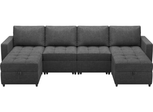 Modular U-Shaped Sectional Sofa with Storage Ottoman