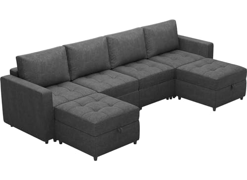 Modular U-Shaped Sectional Sofa with Storage Ottoman