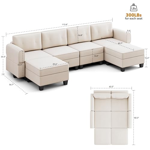 AYEASY 113" Modular U-Shaped Sectional Sofa