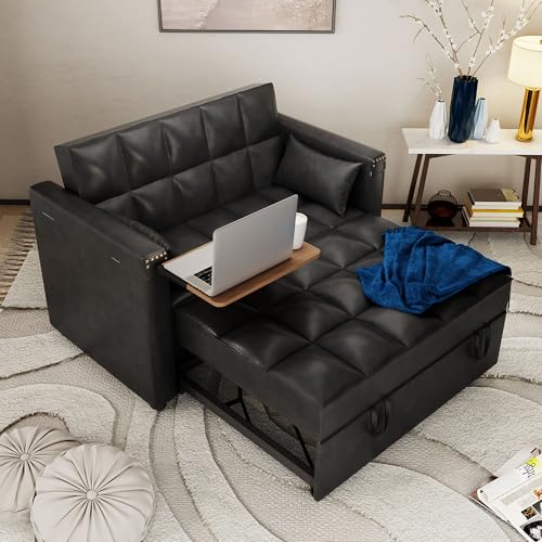 Versatile 3-in-1 Faux Leather Sofa Bed