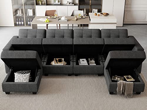 Dark Grey Reversible U-Shape Sectional Sofa Set