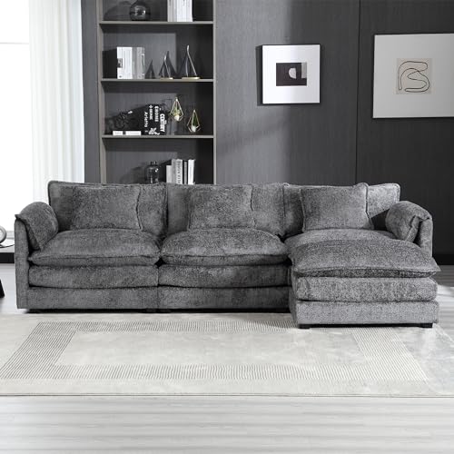 127" Cloud Couch Sectional Sofa with Ottoman