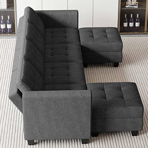Dark Grey Reversible U-Shape Sectional Sofa Set