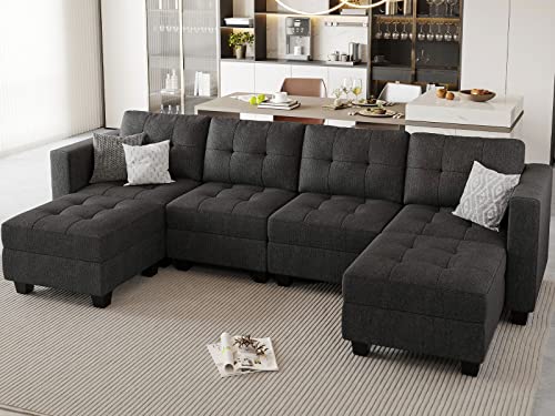 Dark Grey Reversible U-Shape Sectional Sofa Set
