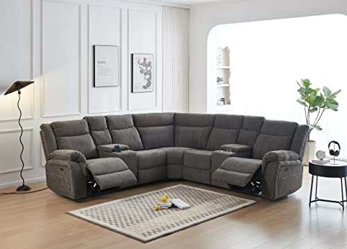 Power Reclining Sectional Sofa with USB and Storage