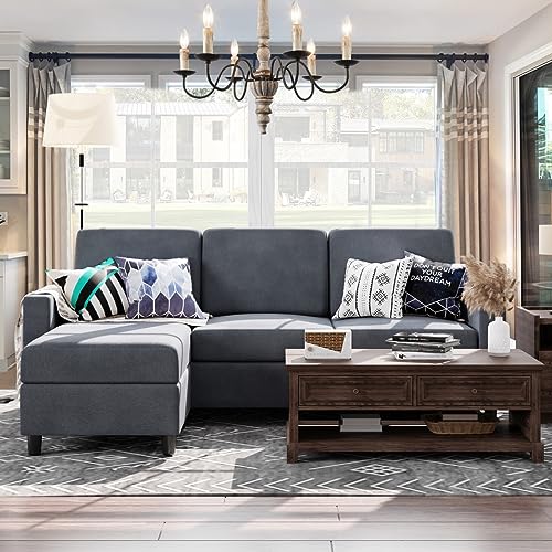 79" Modern Convertible Sectional Sofa - Dark Grey