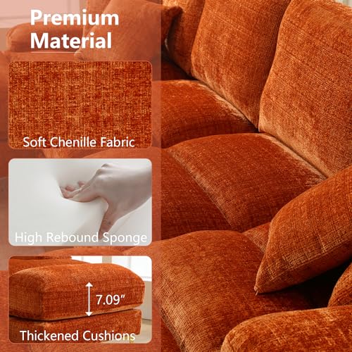 Orange Modular U-Shaped Sofa with Double Chaise
