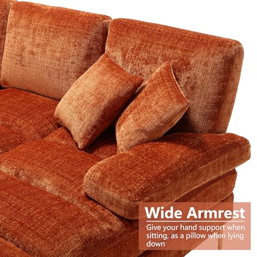 Orange Modular U-Shaped Sofa with Double Chaise