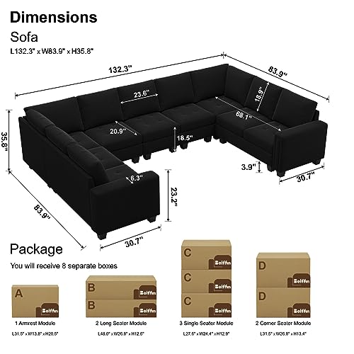 Oversized Velvet 9-Seater U-Shape Sectional Sofa
