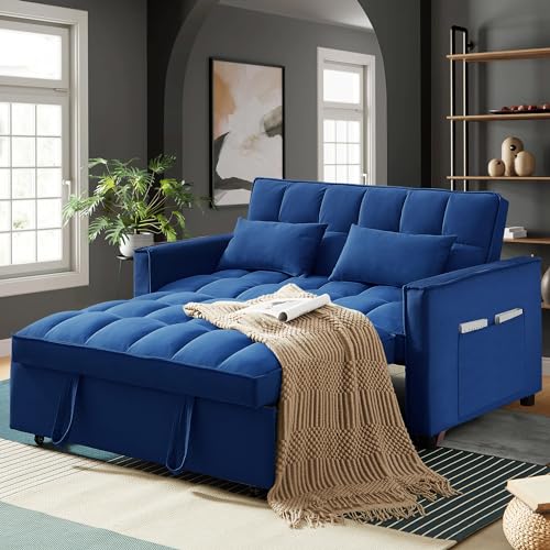 Compact Velvet Sleeper Loveseat with Adjustable Backrest