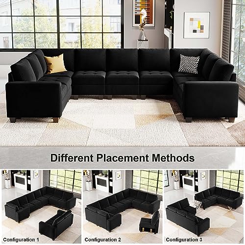 Oversized Velvet 9-Seater U-Shape Sectional Sofa