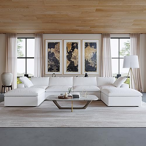 Comfortable U-Shaped Modular Sectional Sofa - White