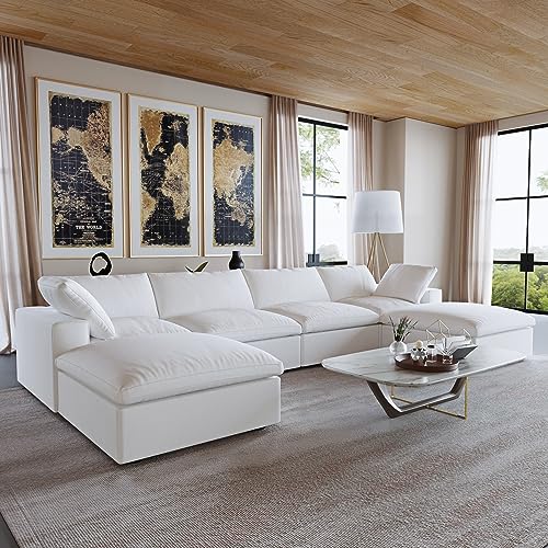 Comfortable U-Shaped Modular Sectional Sofa - White