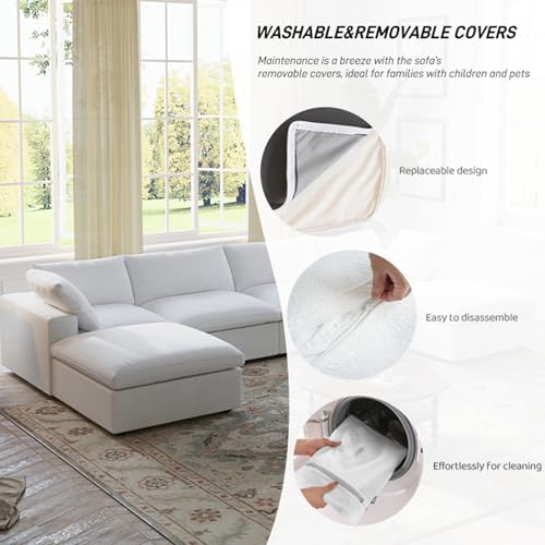 Comfortable U-Shaped Modular Sectional Sofa - White