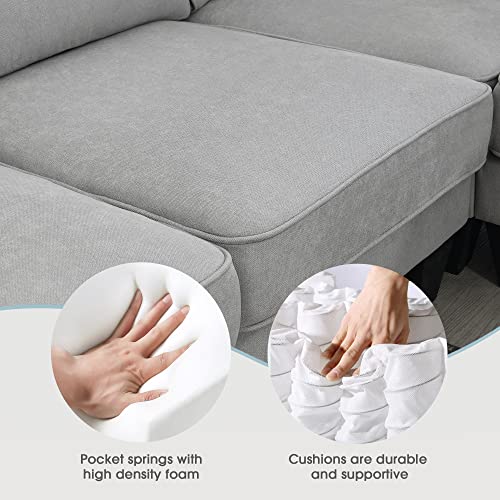 Light Gray Modular U-Shaped Sectional Sofa with Pillows