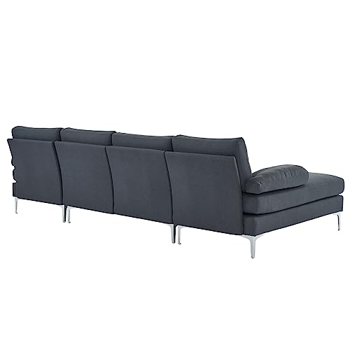 VINGLI 110" Grey U-Shaped Sectional Sofa