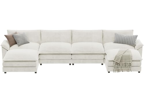 Modular U-Shaped Chenille Sofa with Ottoman