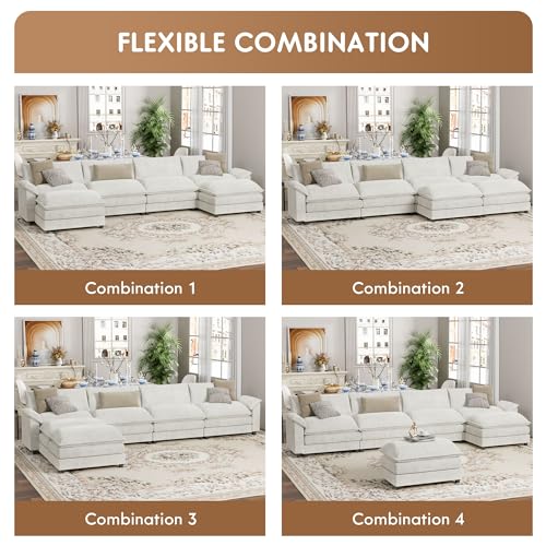 Modular U-Shaped Chenille Sofa with Ottoman
