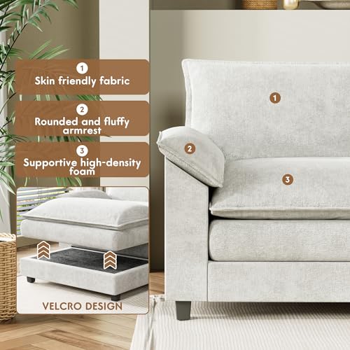 Modular U-Shaped Chenille Sofa with Ottoman