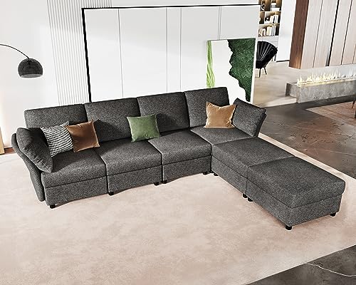 Modular U-Shaped Grey Chenille Sectional Sofa