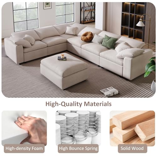 Beige Oversized Modular Sectional Sofa with Chaise
