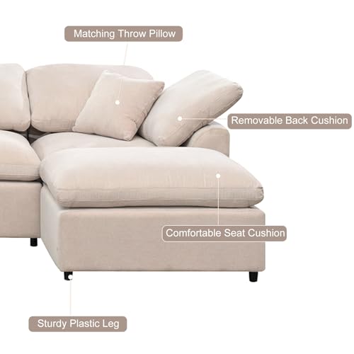 Beige Oversized Modular Sectional Sofa with Chaise